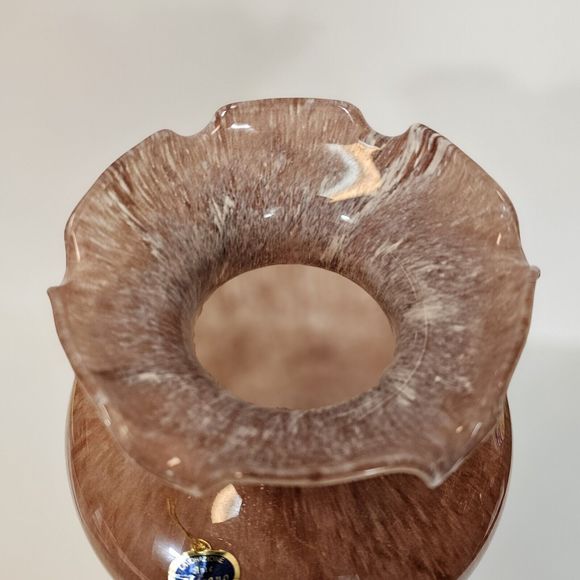 Murano Glass Flower Vase Deep Pink Swirl Gloss Italy Traditional Cristalvi 8x14" - Picture 9 of 16